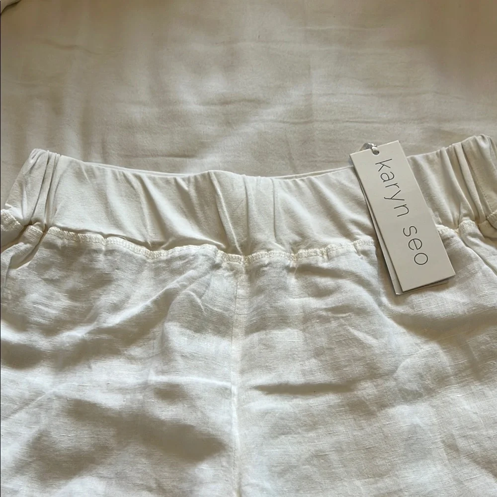 Karyn Seo Elegant White Linen Psnts - Picture 4 of 4